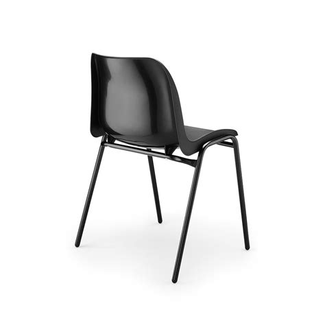 Eco Plastic Stacking Chair Black Seat Black Frame