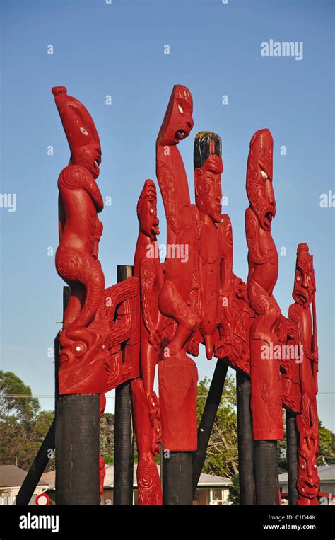 Maori Carvings Te Tii Marae Te Tii Bay Waitangi Bay Of Islands