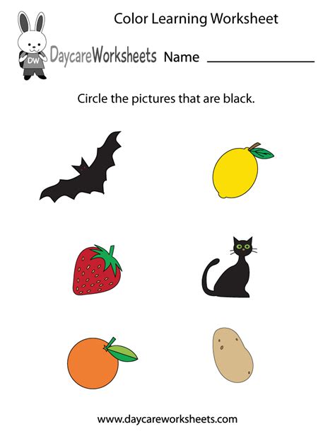 Free Preschool Color Learning Worksheet