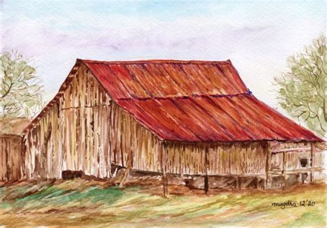 Simple Red Barn Painting