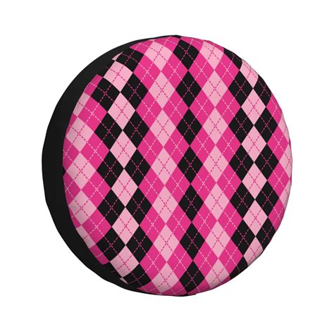 Fotbe Pink And Black Argyle Pattern Spare Tire Cover Thickening