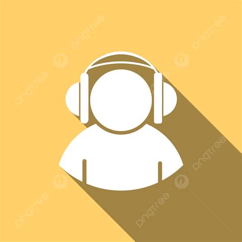 Man In Headphones Casts Long White Silhouette Designation Symbol Person