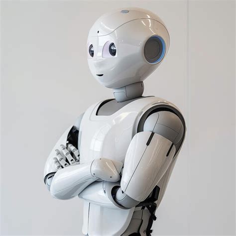 3d Rendering Humanoid Robot Thinking On White Background Premium AI