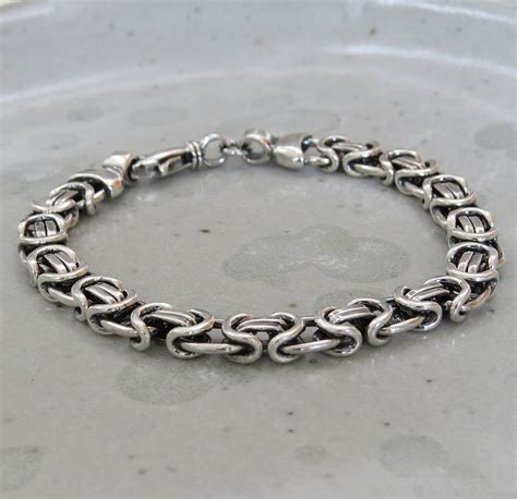 Mens Heavy Silver Chain Detail Bracelet By Hurleyburley Man