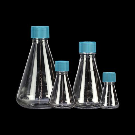 plastic petg lab  sterile conical flask flat bottom erlenmeyer shake