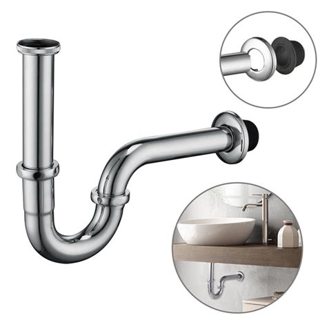 Siphon de Lavabo en Acier Inox Chromé Siphon Tube pour Lavabo Anti