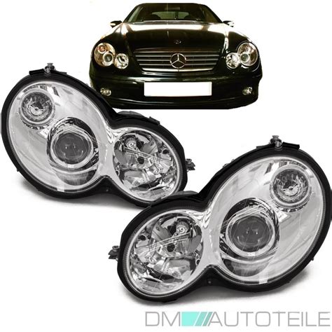 Mercedes W203 Cl203 Sport Coupe Clear Glass De Lens Chrome Headlight