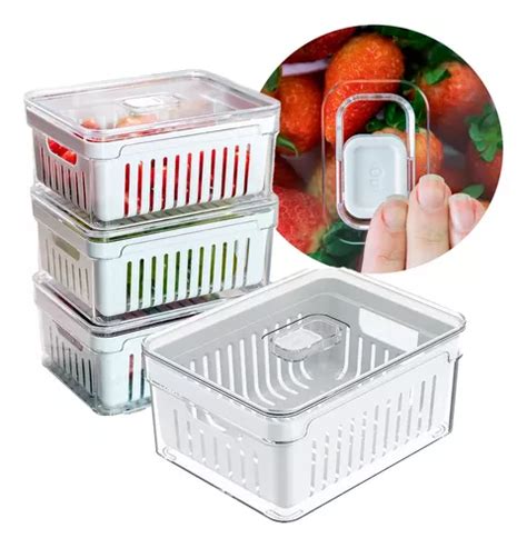 Kit 4 Pote Hermetico Acrilico 2 5l Trava Porta Salada Legume