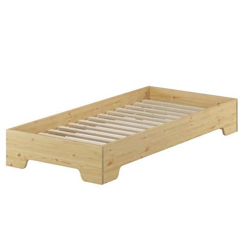 Lit Simple Pin Massif Naturel 90x200 ERST HOLZ Compacte Et Pratique