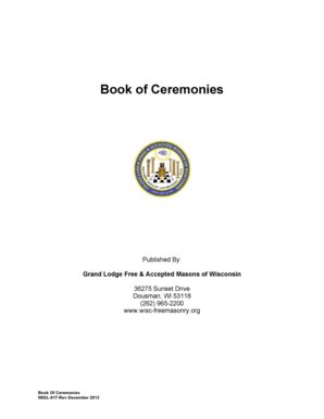 Fillable Online Wisc Freemasonry Book Of CeremoniesRev2013 Grand