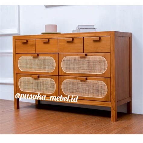 Jual Dresser Table Rotan Minimalis Laci Kayu Jati Meja Bufet Laci