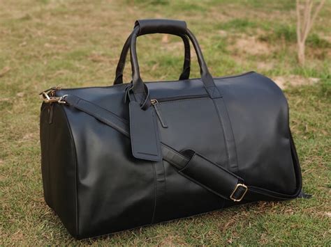 Leather Weekender Bag With Shoe Compartment Men Full Grain Etsy