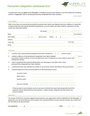 Fillable Online Superlife Co Permanent Emigration Bsuperlifeconzb Fax