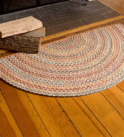 Blue Ridge Half Round Wool Braided Rug 2 X 4 Moss Multi Plowhearth Round Braided Rug