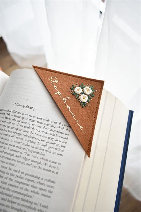 Personalised Embroidered Corner Bookmark Felt Corner Bookmark Etsy