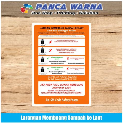 Jual Stiker Kapal Safety Sign Larangan Buang Sampah Di Laut ISM