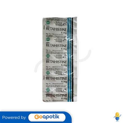 BETAHISTINE NOVELL 6 MG STRIP 10 TABLET Kegunaan Efek Samping Dosis