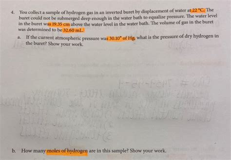 Solved You Collect A Sample Of Hydrogen Gas In An Chegg