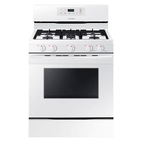 Samsung 30 In 5 8 Cu Ft Single Oven Gas Range Clean Oven In White Nx58k3310sw The Home Depot