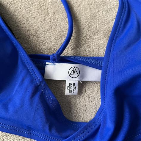 Missguided Blue Bikini Top It Criss Crosses And Ties Depop