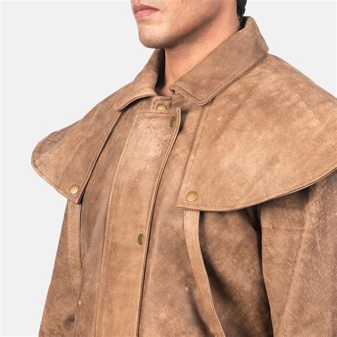 Mens Maverick Brown Leather Duster