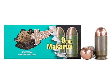 Brown Bear Ammo 9x18mm 9mm Makarov 94 Grain Full Metal Jacket