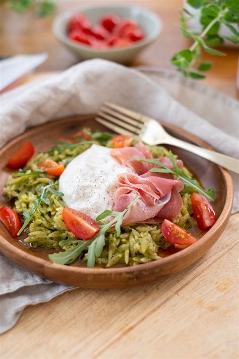 Orzotto Met Pesto Burrata En Parmaham Recepten Njam