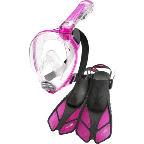 Cressi Adult Snorkeling Full Face Snorkel Mask Adjustable Fins Kit