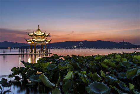 Hangzhou West Lake stock image. Image of travel, lights - 59263601