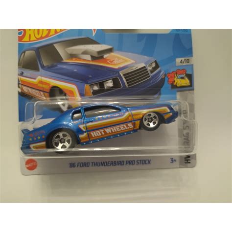 FORD THUNDERBIRD 1986 PRO STOCK BLUE 4 10 DRAG STRIP 1 64 HOT WHEELS BCN STOCK CARS