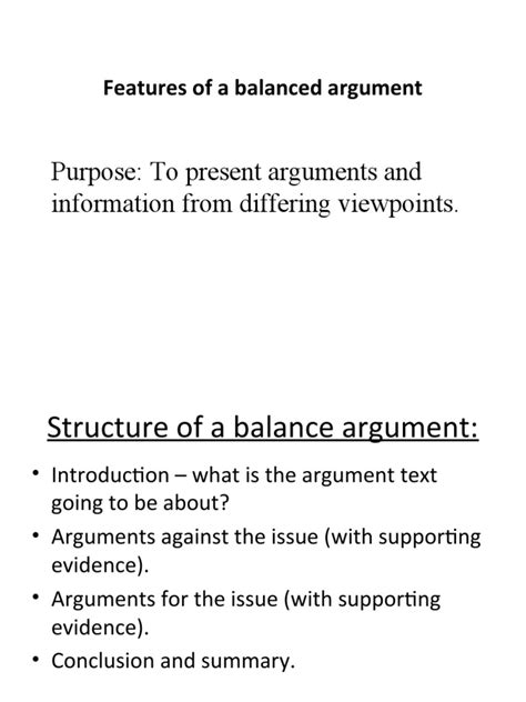 Features Of A Balance Argument Powerpoint Pdf