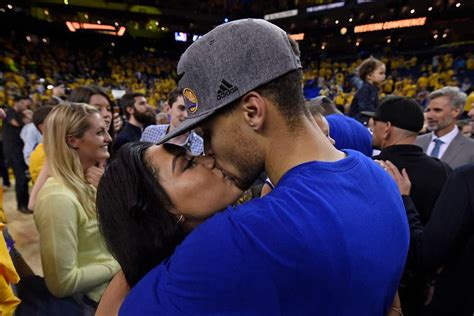 Golden State Warriors Stephen Curry 30 Kisses His Wife Ayesha Curry After Defeating The