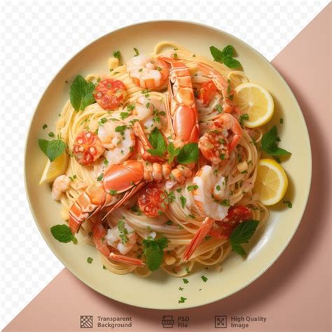 Premium PSD Shrimp Egg And Lobster Spaghetti Served On A Black Plate