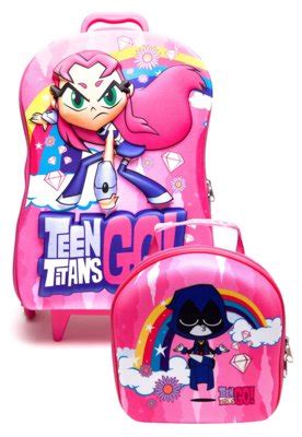 Kit Mochila Lancheira TEEN TITANS GO ESTELAR Escolar Grande Rosa E