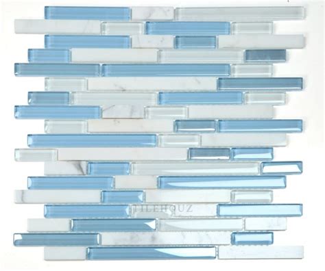 Linear Carrara Blue 11 75 X 12 Glass Mosaic Tilehouz