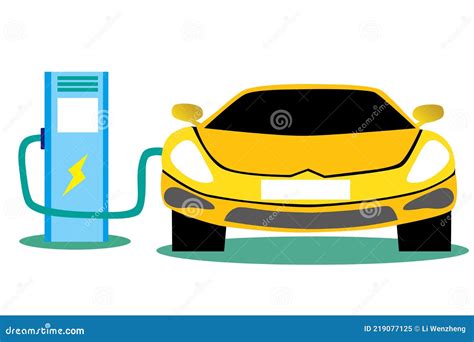 Electric Cars Being Charged With Electric Piles Stock Vector