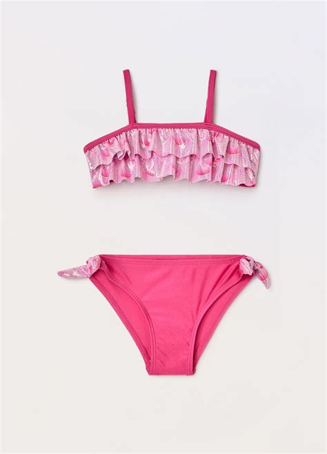 Costume Bikini Con Rouches Bambina