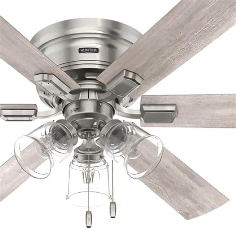 Hunter Fan 52 Inch Low Profile Brushed Nickel Finish Indoor Ceiling Fan