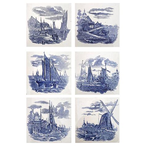 Large Set Of Delft Ceramic Wall Tiles Hand Painted Dutch Circa