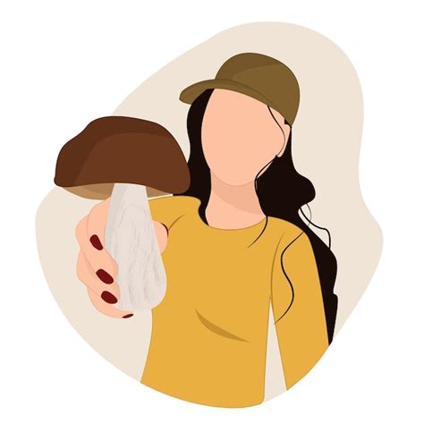 Premium Vector Young Woman Holding Mushrooms The Concept Of