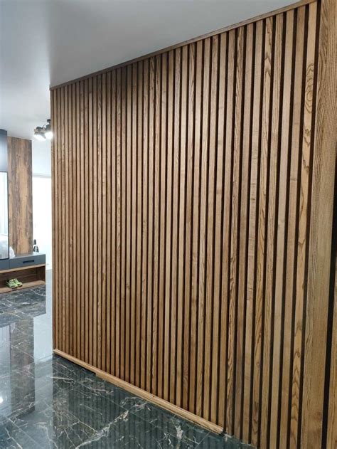 Natural Wood Slats Decorative Slats Made Of Ash On The Wall Wood