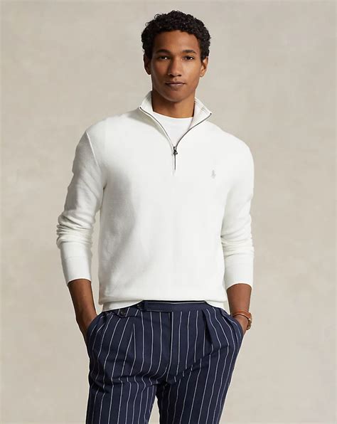 Mesh Knit Cotton Quarter Zip Jumper For Men Ralph Lauren® Uk