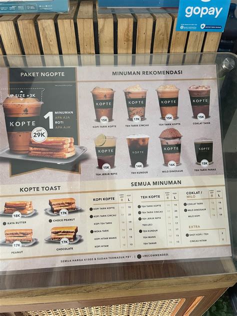 Menu At Kopte Kopi Dan Teh Ruko Sorento Curug Sangereng