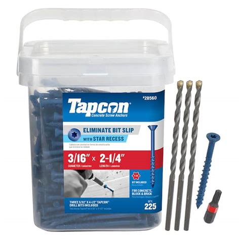 Tapcon In X In Star Flat Head Concrete Anchors Pack