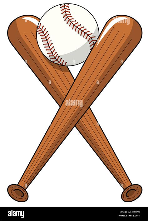 Bola De Béisbol Bates De Madera Cruzadas Vector Cartoon Logotipo