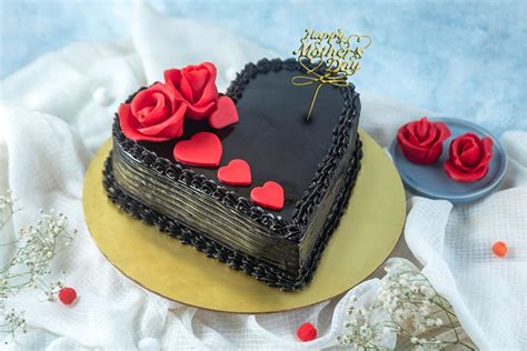 Mothers Day Special Heart Shape Dutch Chocolate Truffle Cake Epilicious