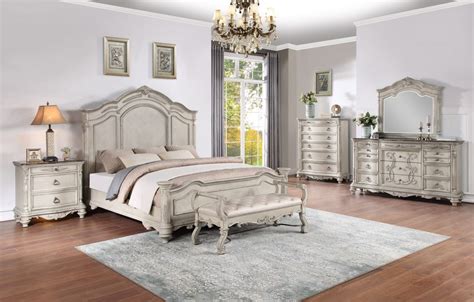 Avalon Furniture B Pc Panel Bedroom Set In Antique White