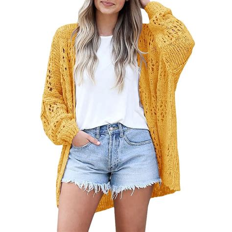 Cardigan De Croch Frontal Aberto Para Mulheres Camisola Estilo Boho