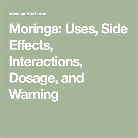 Moringa: Uses, Side Effects, Interactions, Dosage, and Warning | Health facts, Moringa, Side effects