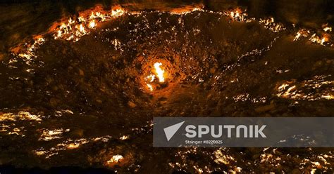 Turkmenistan Karakum Shining Gas Crater Sputnik Mediabank